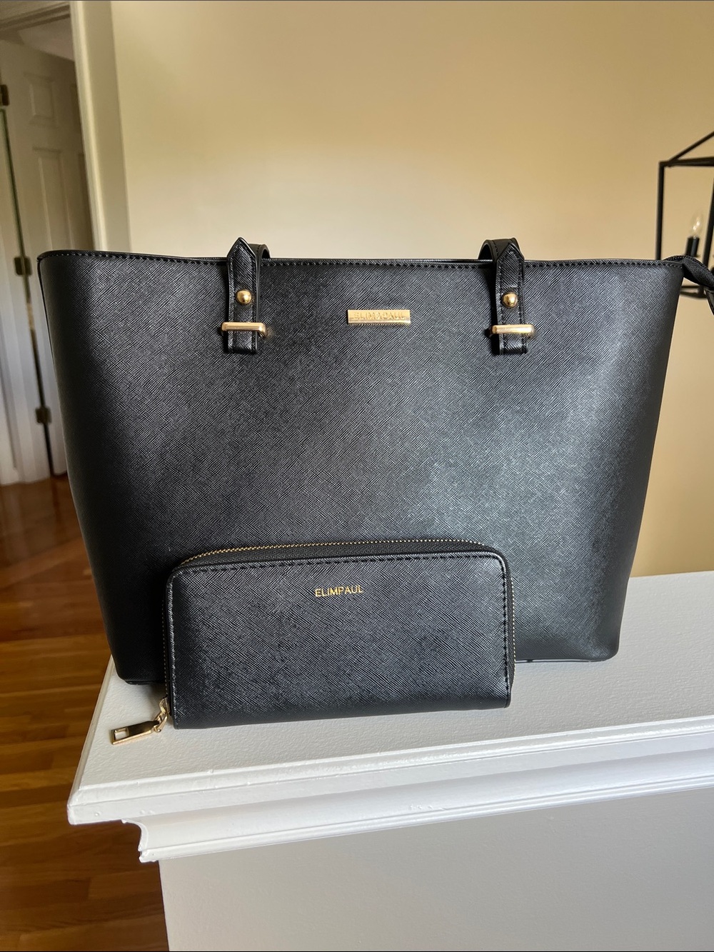 Elim & Paul Black Tote Bag with Matching Wallet